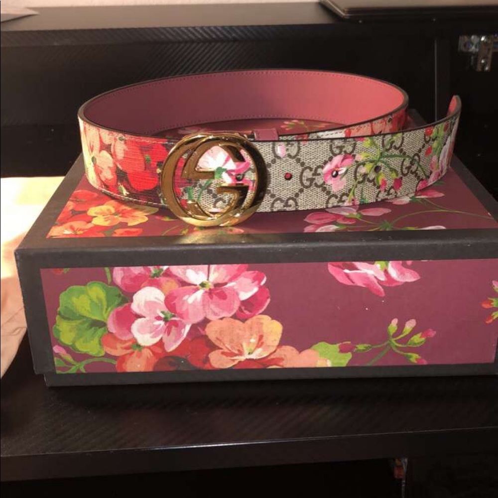 Pink floral Gucci Belt